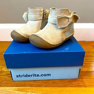 Stride Rite tan suede and glitter tone boots. Size 5.